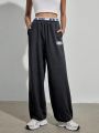 Forever 21 Women'S Letter Print Drawstring Waist And Cuff Track Pants