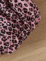 Infant Girls' Simple Heart & Leopard Embroidery Tank Top And Comfortable Shorts Summer Outfit