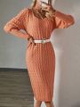 SHEIN LUNE Women's Wave Knit Sweater Dress