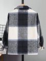 SHEIN Kids EVRYDAY Boys' (Big) Plaid Flip Pocket Long Sleeve Jacket