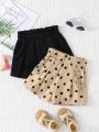 SHEIN Kids QTFun Girls' Casual Polka Dot Patterned Shorts, Comfortable And Versatile