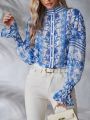 SHEIN VCAY Floral Print Long Sleeve Shirt