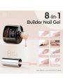 Modelones 8-in-1 Builder Nail Gel, Neutral Nude Gel Builder for Nails, Hard Gel Builder Nail Strengthener Extension Color Gel Base Rhinestone False Nail Tips Glue Gel in a Bottle 15ML Gifts for Women