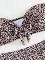 SHEIN Swim Vcay Plus Size Leopard Printed Two Piece Swimsuit