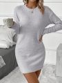 Women's Drop Shoulder Plush Sweater Dress