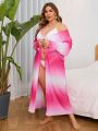 SHEIN Swim SXY Plus Size Women'S Ombre Tie Kimono