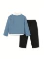 SHEIN Baby Boys Bow Front 2 In 1 Tee & Pants