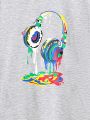 SHEIN Kids EVRYDAY Tween Boys' Comfortable Casual T-Shirt With Headphone Print