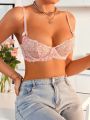 SHEIN Floral Lace Bow Front Underwire Bra