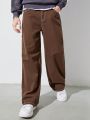 Teenage Boys' Cool Street-Style Loose Brown Jeans