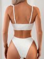 SHEIN Swim Basics Solid Color Two-piece Swimsuit Set