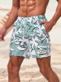 SHEIN Men'S Printed Beach Shorts With Drawstring Elastic Waist