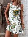 SHEIN VCAY Floral Print Tank Dress