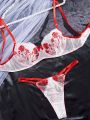 Women'S Sensual Lingerie Set With Floral Embroidery (Valentine'S Day Edition)