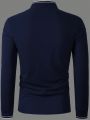 Manfinity Homme Men's Contrast Trim Long Sleeve Polo Shirt