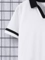 SHEIN Kids Academe Boys' Loose Fit Knit Polo Shirt