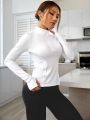 Yoga Basic Half Zip Thumb Holes Sports Sweatshirt