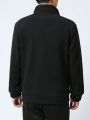 Men Letter Patched Detail Thermal Lined Zip Up Thermal Jacket