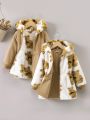 1pc Young Girl Bear Pattern Reversible Hooded Teddy Coat