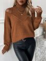 SHEIN Essnce Cold Shoulder 2 In 1 Sweater