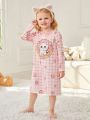 Toddler Girls' Lovely Cat & Donut Printed Dress