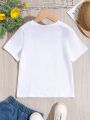 Young Girls' Character & Letter Print T-Shirt