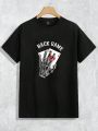 Men Skeleton Hand & Letter Graphic Tee