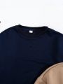 SHEIN Male Teenagers Casual And Comfortable Solid Color Round Neck Sweatshirt