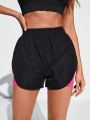 Daily&Casual Color-Block Elastic Waist Leisure Sports Shorts