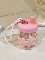 1pc Glass Cup For Girls, New Design, Perfect For Water, Coffee, Milk, Juice, Bubble Tea With Fairy Straw