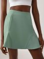 dianamona Solid High Waist A-line Skirt