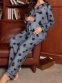 Maternity Pattern Printed Long Sleeve Casual Pajama Set