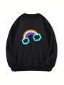 Plus Rainbow Print Thermal Lined Sweatshirt