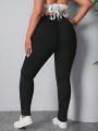 SHEIN VCAY Plus Size Women'S Slim-Fit Denim Pants With Back Pockets