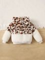 SHEIN Baby Leopard Pattern Flannel Hooded Jacket