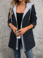 Women's Contrast Color 2 In 1 Hooded Jacket