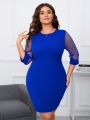 SHEIN Clasi Plus Size Mesh Sleeve Dress Without Belt