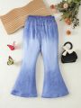 Toddler Girls' Butterfly Print Denim Flare Pants