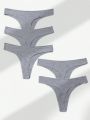 5pcs Solid Color Thong Underwear Set