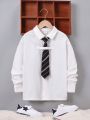 SHEIN Tween Boy Drop Shoulder Shirt With Tie