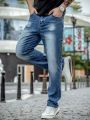 Men Slant Pocket Straight Leg Jeans