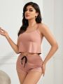 Women's Solid Color Camisole Top And Shorts Pajama Set