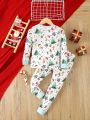 Young Girl Christmas Print PJ Set