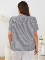 SHEIN Unity Striped Stand Collar Plus Size Shirt