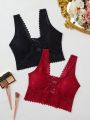 2pcs Women's Lace Bralette With Strappy Detail