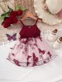 Baby Girls' Butterfly Embroidery Mesh Patchwork Sleeveless Dress