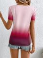 SHEIN LUNE Women's Gradient Short Sleeve T-Shirt