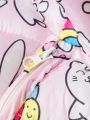 Baby Girl Rainbow & Unicorn Print 3D Ear Design Hooded Jumpsuit