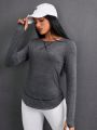 SHEIN Daily&Casual Stitching Edge Detail Long Sleeve Sports T-shirt