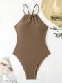 SHEIN Swim Chicsea Women's Halter One-piece Swimsuit